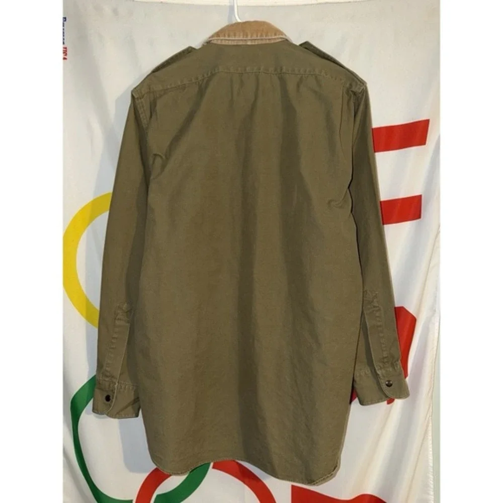 Vintage Polo Ralph Lauren‎ Snap Shirt Medium Military Green Hunting Safari Shoot